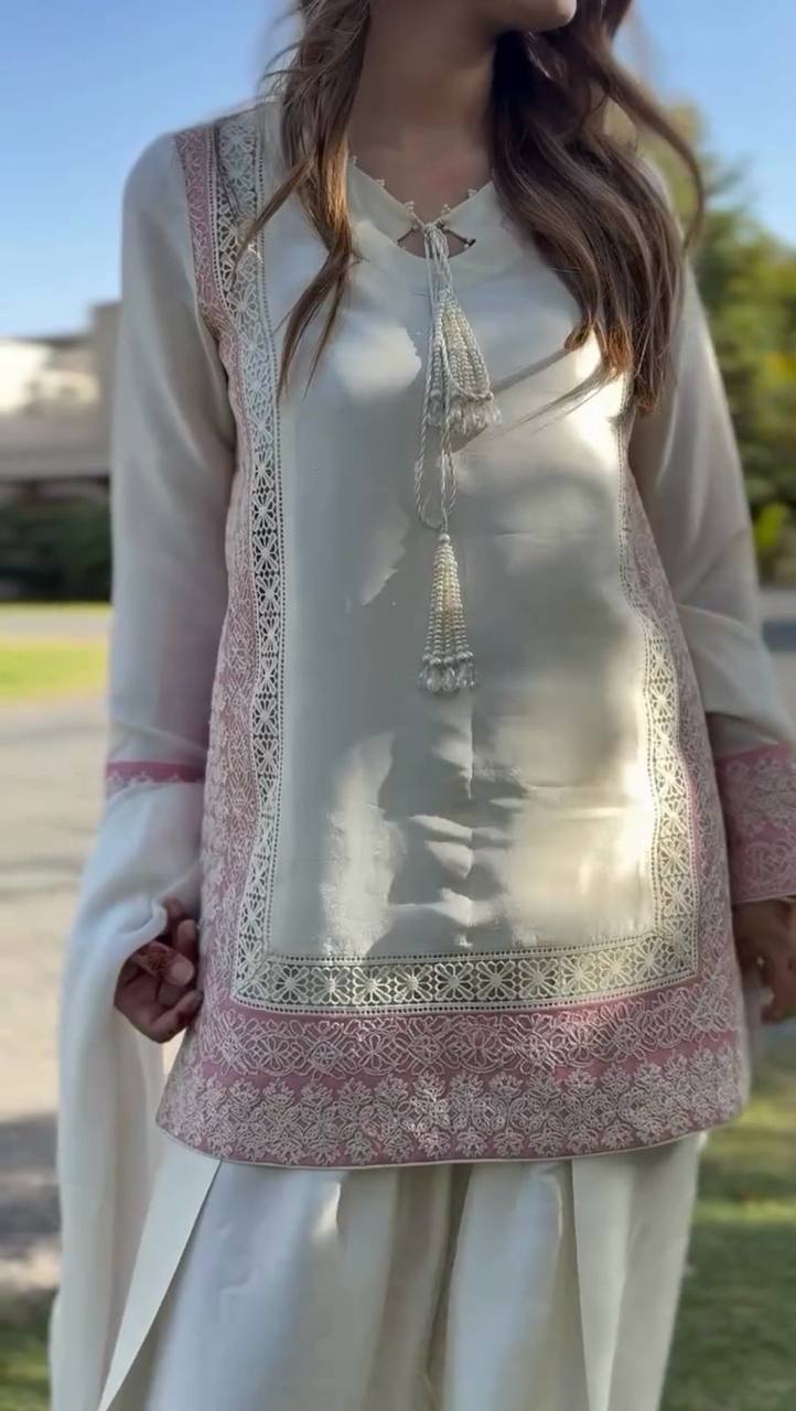 Dilkash Diva : Modern Sharara Set in Pastel Perfection