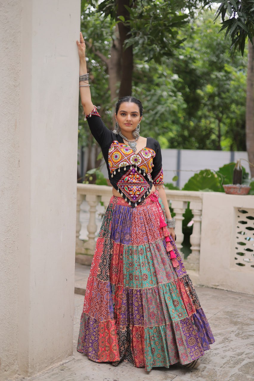 RangTarang Multicolor Cotton Mirror Work Chaniya Choli Set