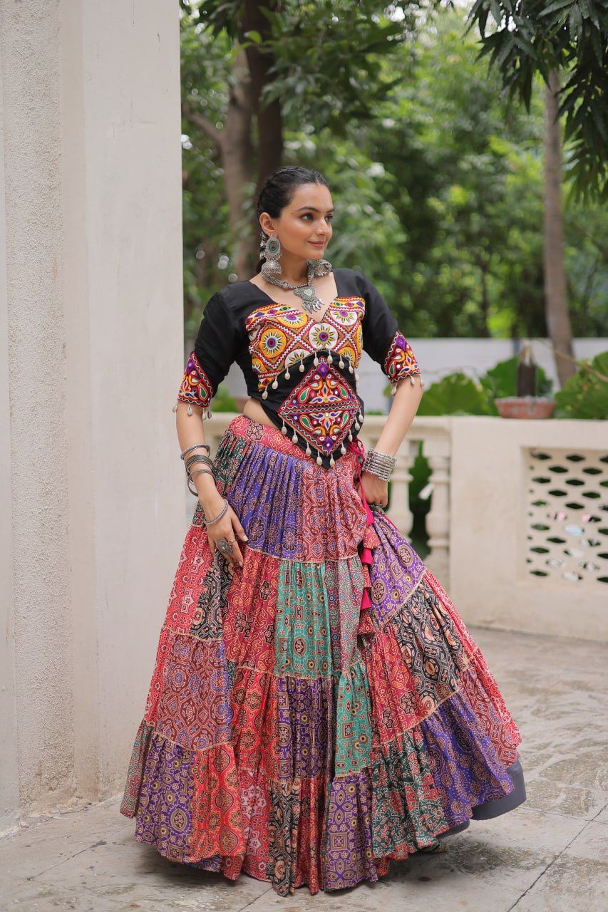 RangTarang Multicolor Cotton Mirror Work Chaniya Choli Set
