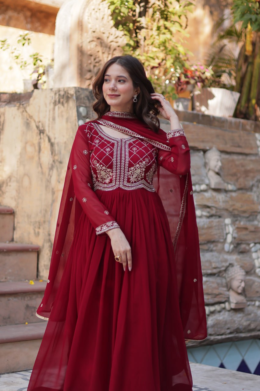 Samaira Sequins-Multi & Beads Embroidered Faux Blooming Gown