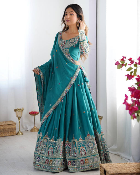 Navrang Royale Natural Crep silk Embroidered Lehenga Choli