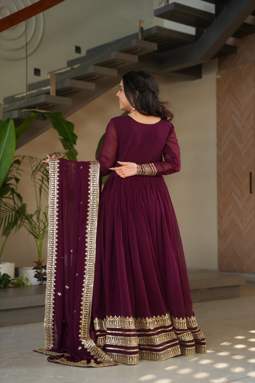 haafiza maroon Faux Blooming Gown