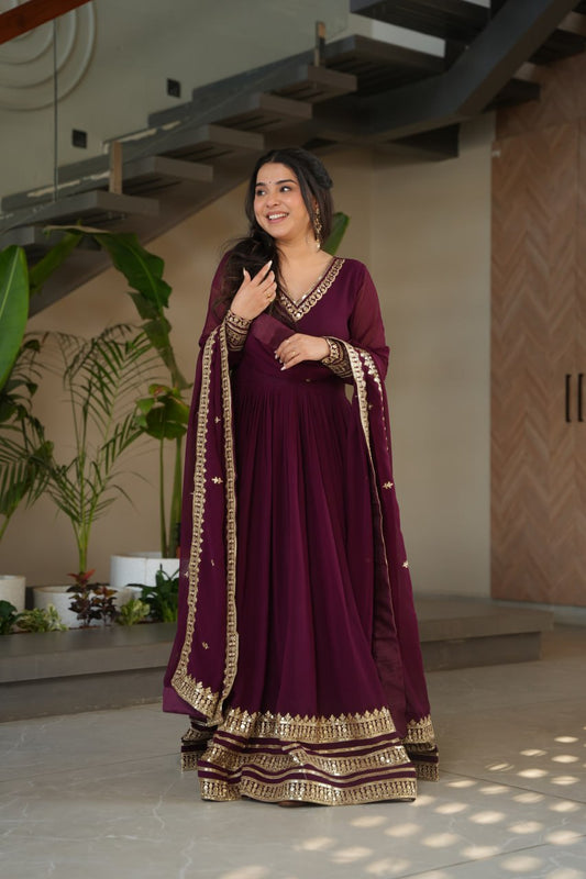 haafiza maroon  Faux Blooming Gown