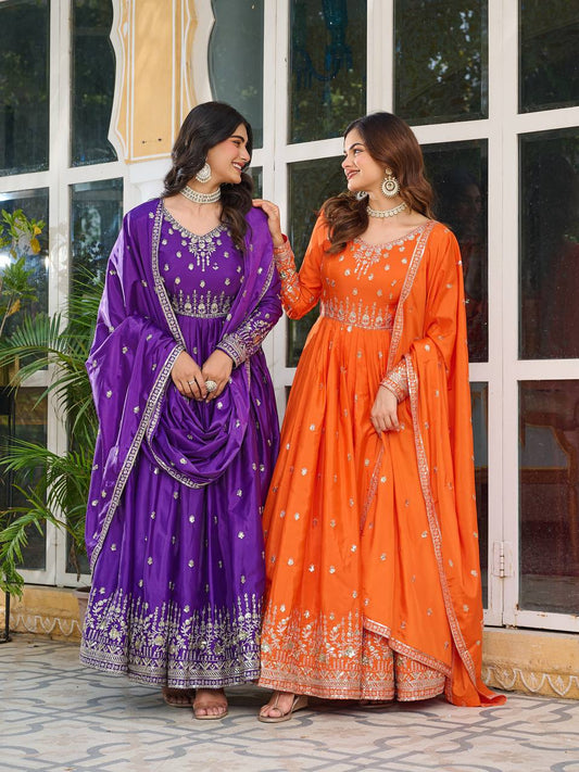 RangRaagini Twin Radiance of Shades American Silk Gown