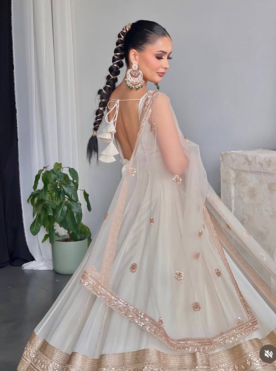 Yamika Golden Bloom Pure Fox Georgette Anarkali Gown