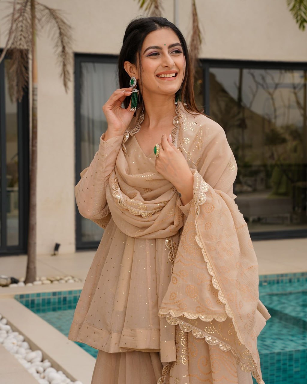 Naaznin Golden Sand Elegant Kurta Set