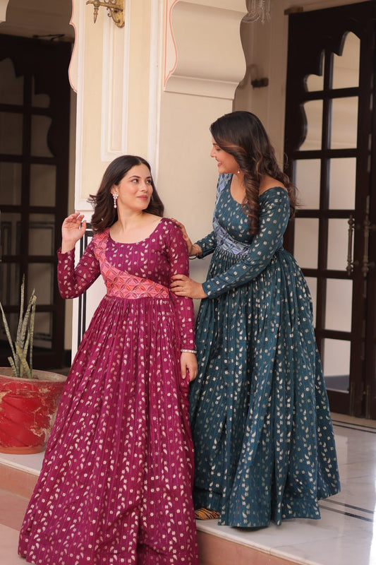 Taisley Beautiful Designer Staple Jequard Weaving work Gown