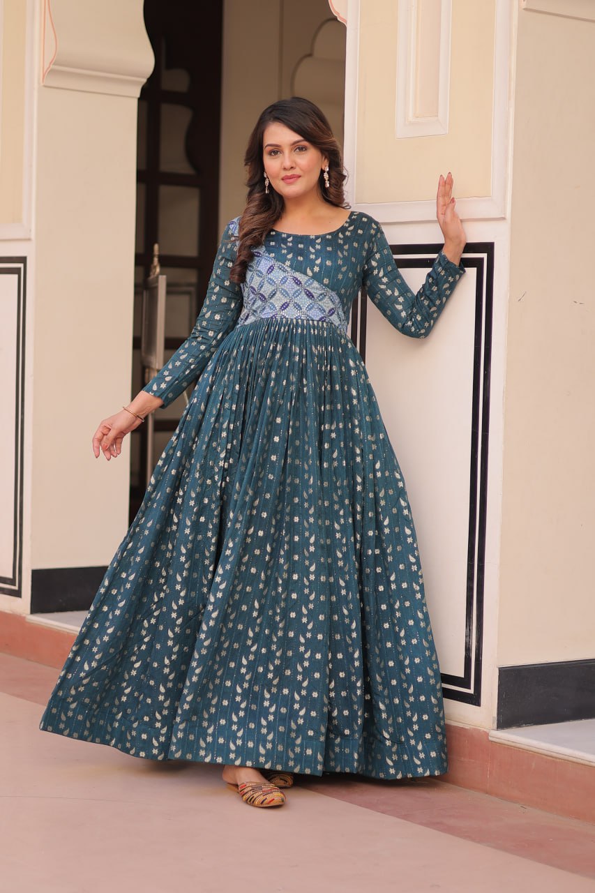 Taisley Beautiful Designer Staple Jequard Weaving work Gown