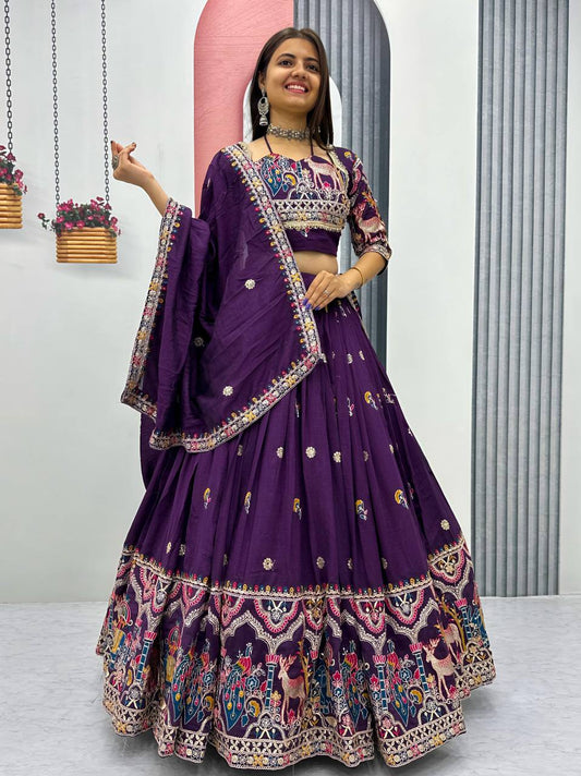 Raangriti Royal Luxe Purple Lehenga with Intricate Border Detailing