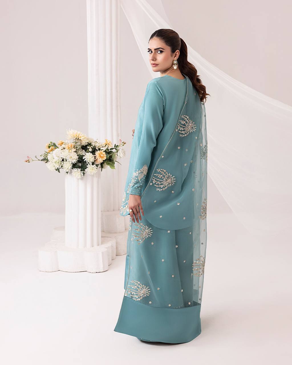Arzoo Party Wear Pur Natural Crepe Top & Palazzo With Dupatta set