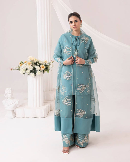 Arzoo Party Wear Pur Natural Crepe Top & Palazzo With Dupatta set