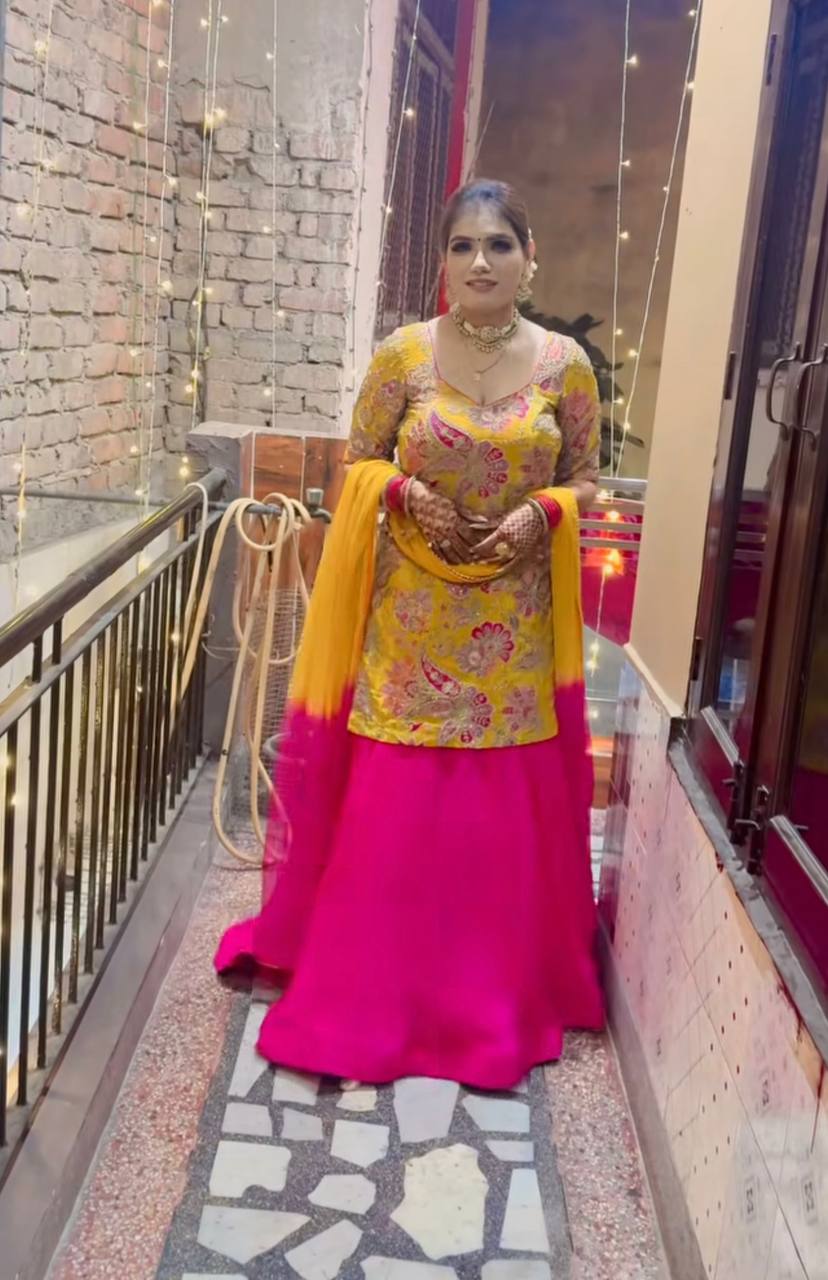 Golden Grace Pink Pretty Desi Glamour Lehenga Set