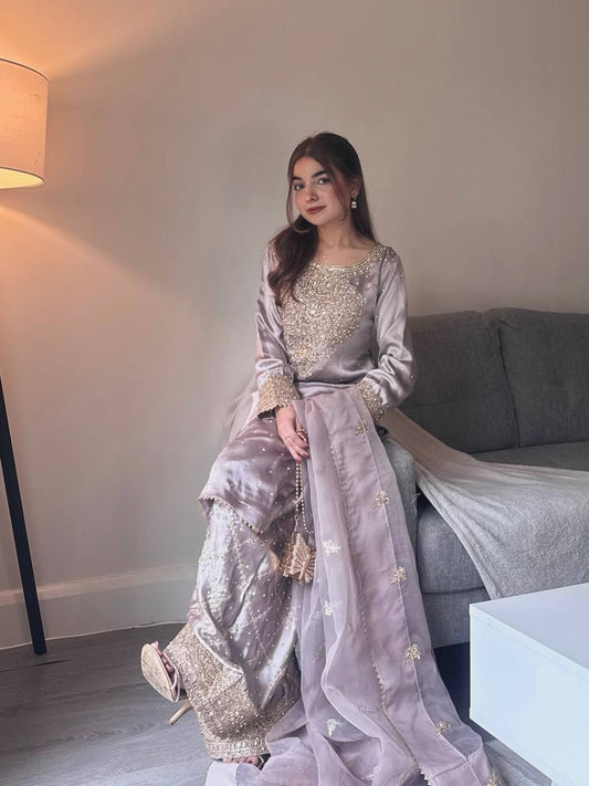 Moonlit Mauve Grace Soft pastel  Sharara Set