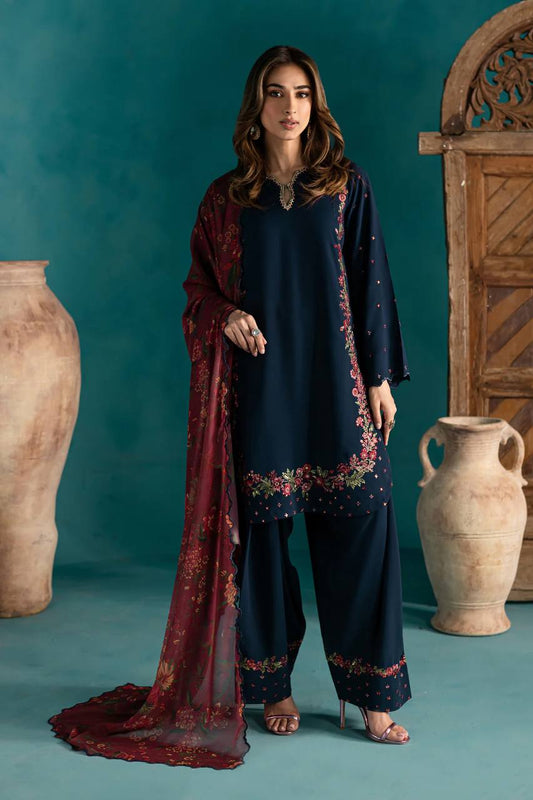 Ruhani in Royal Rustle Dusk Blue  Natural Crep Silk  Suit Set