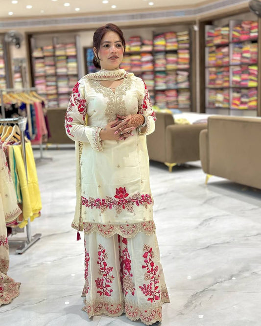 Zarminah Bloom chinon Silk Sarara  Set