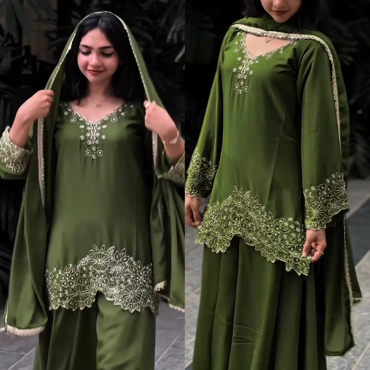 Meher’s Glam Look Designer Embroidery Beads Work Sharara