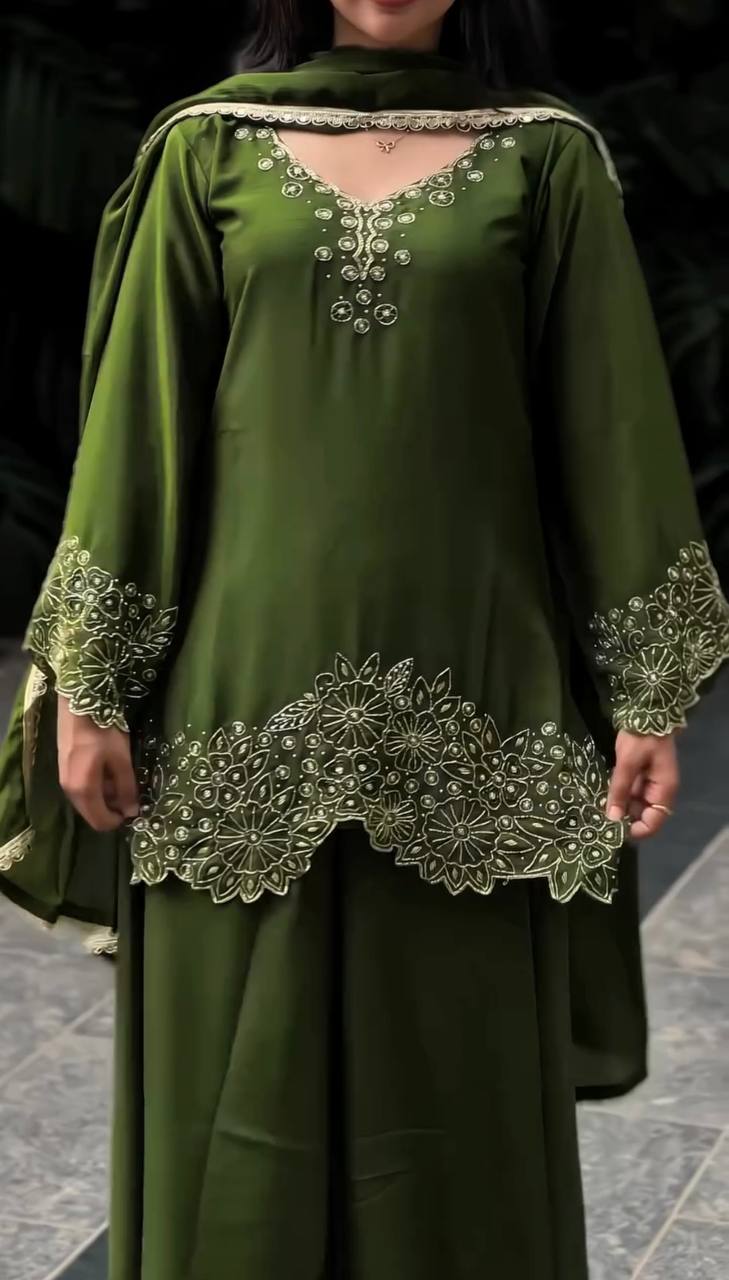 Meher’s Glam Look Designer Embroidery Beads Work Sharara