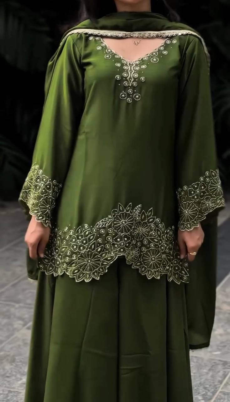 Meher’s Glam Look Designer Embroidery Beads Work Sharara