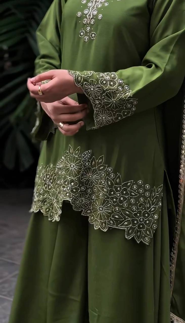 Meher’s Glam Look Designer Embroidery Beads Work Sharara