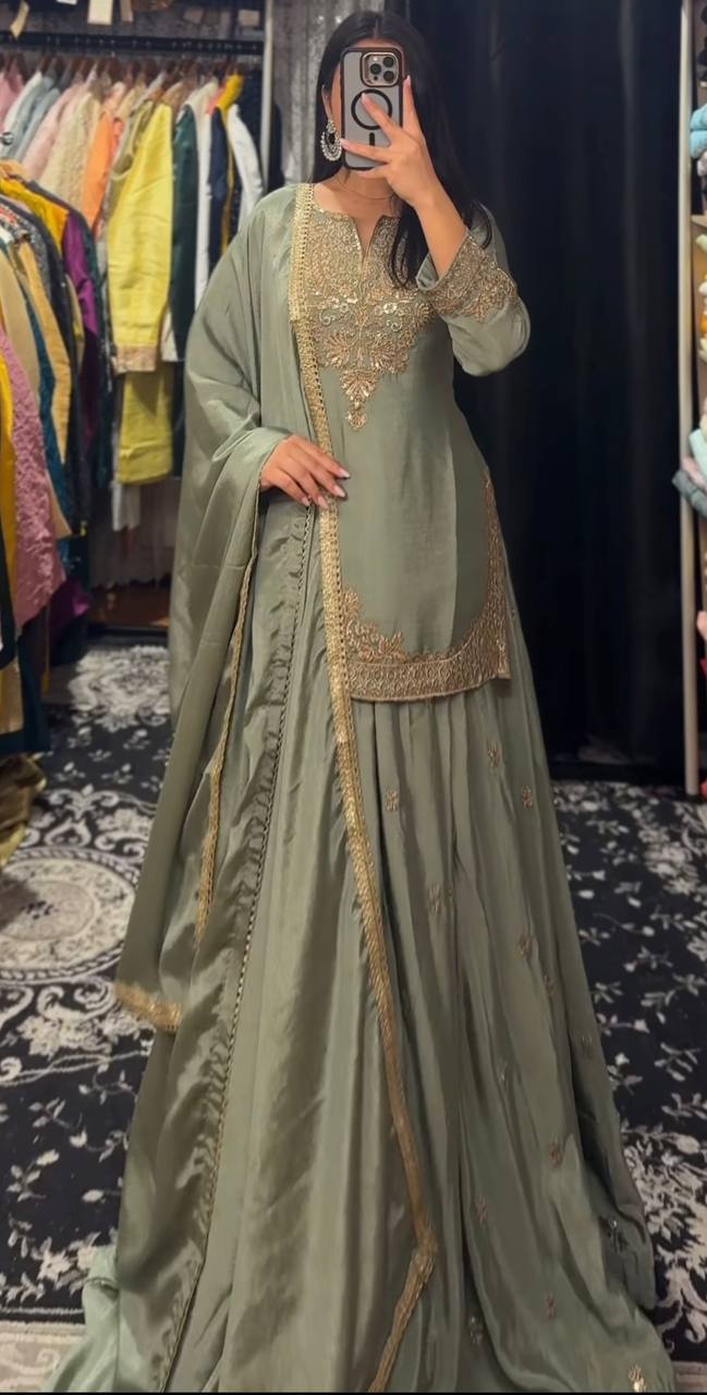 Suhana Look Chinnon Silk Good Looking Lehenga Set With Dupatta