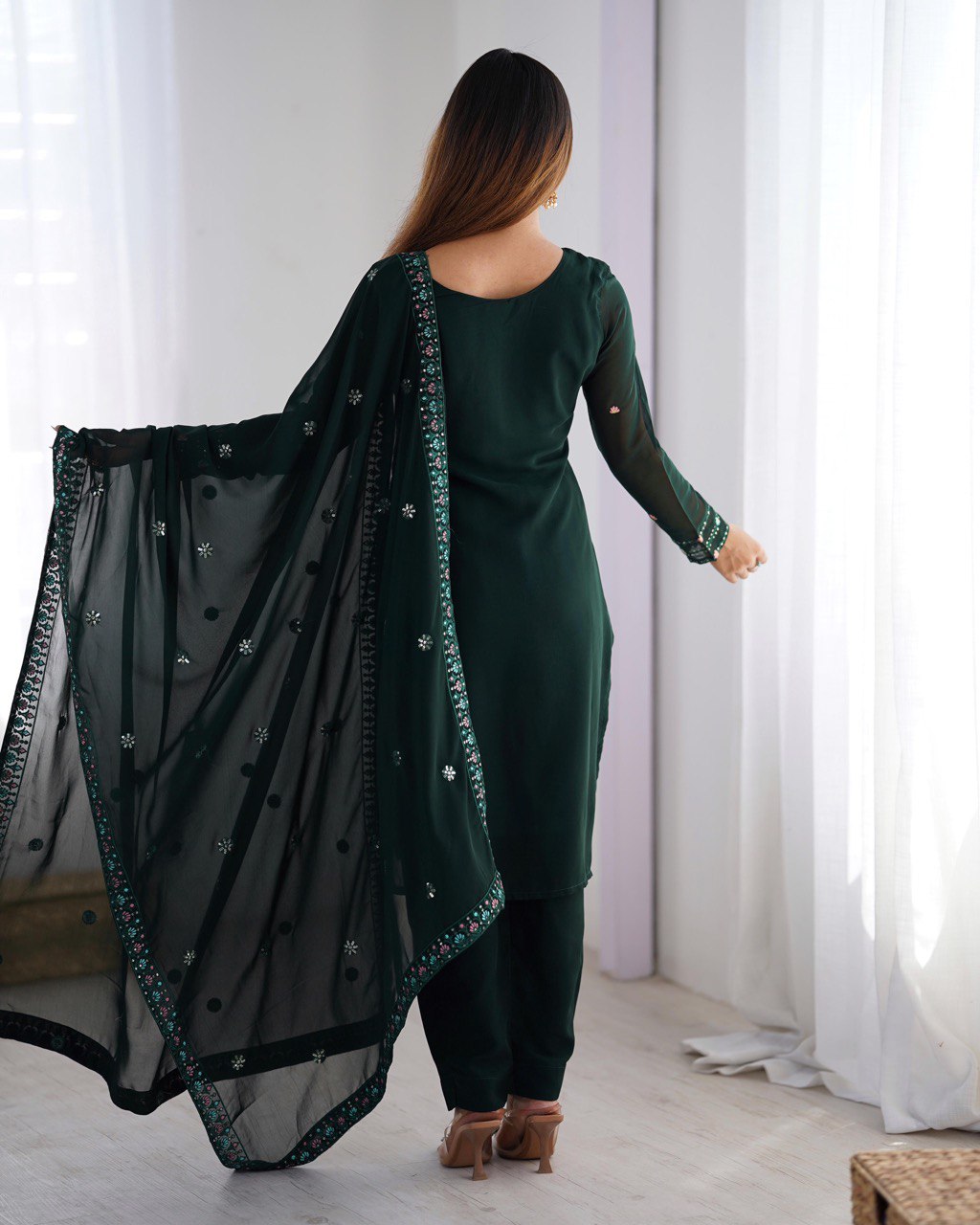 Sitara Classic Embroidered Suit – Black & Blue Variants