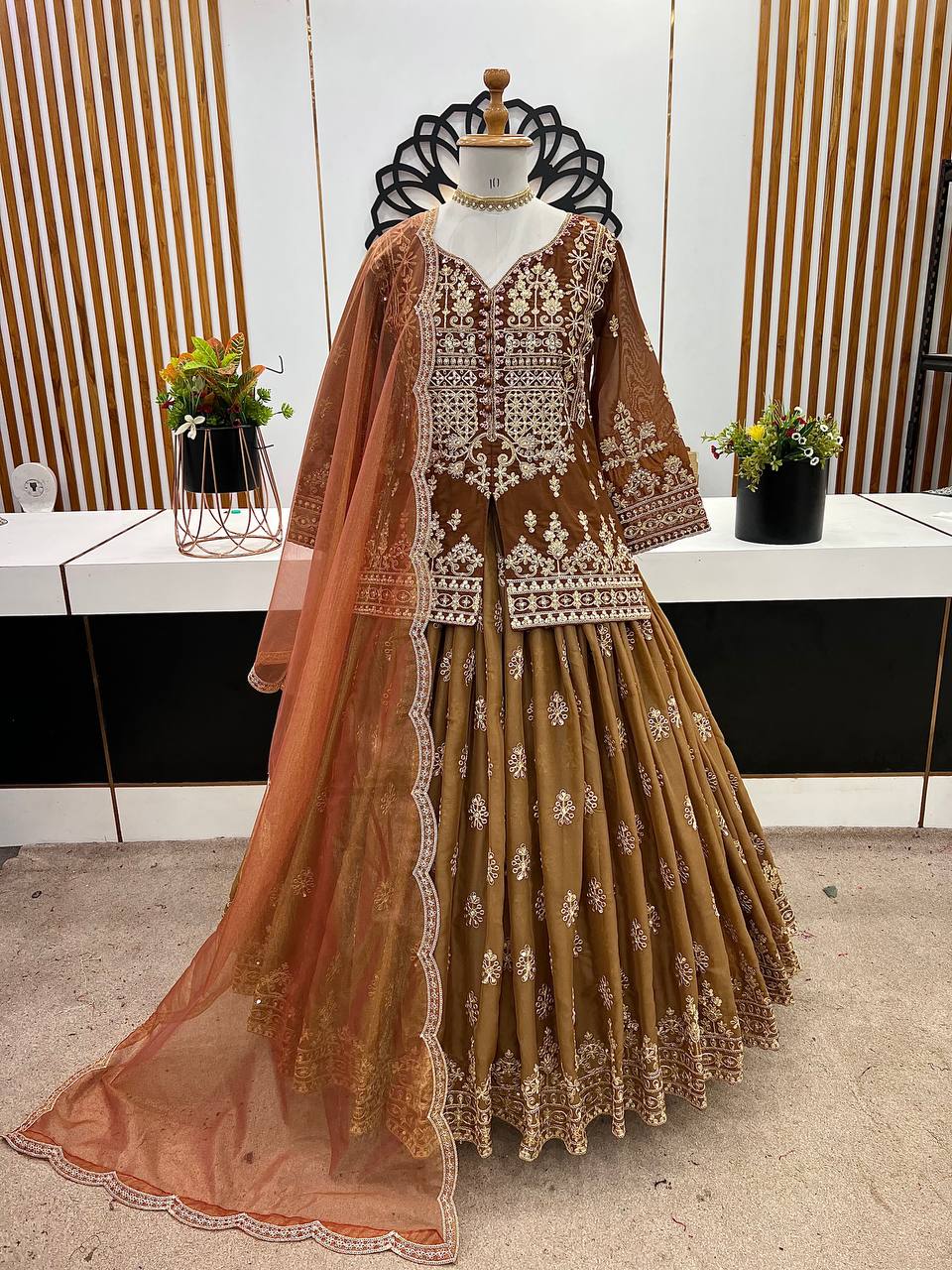 Aavya Rust Royale Heavy Handwork Lehenga Set