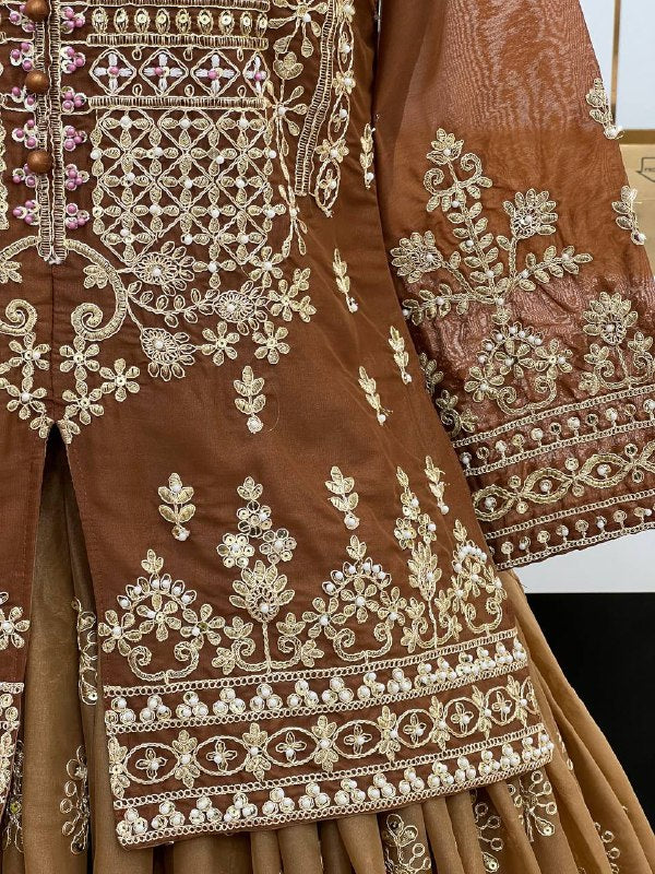 Aavya Rust Royale Heavy Handwork Lehenga Set