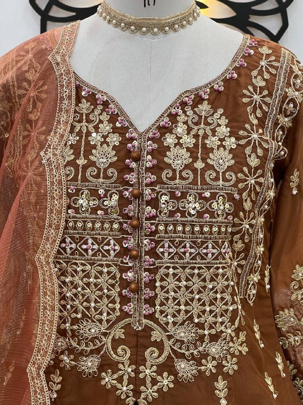 Aavya Rust Royale Heavy Handwork Lehenga Set