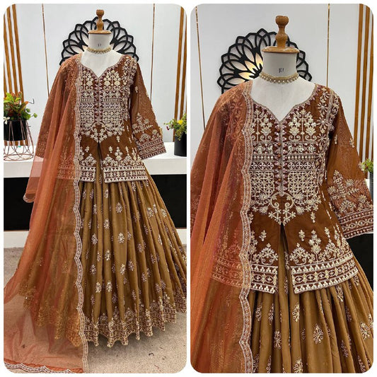 Aavya Rust Royale Heavy Handwork Lehenga Set