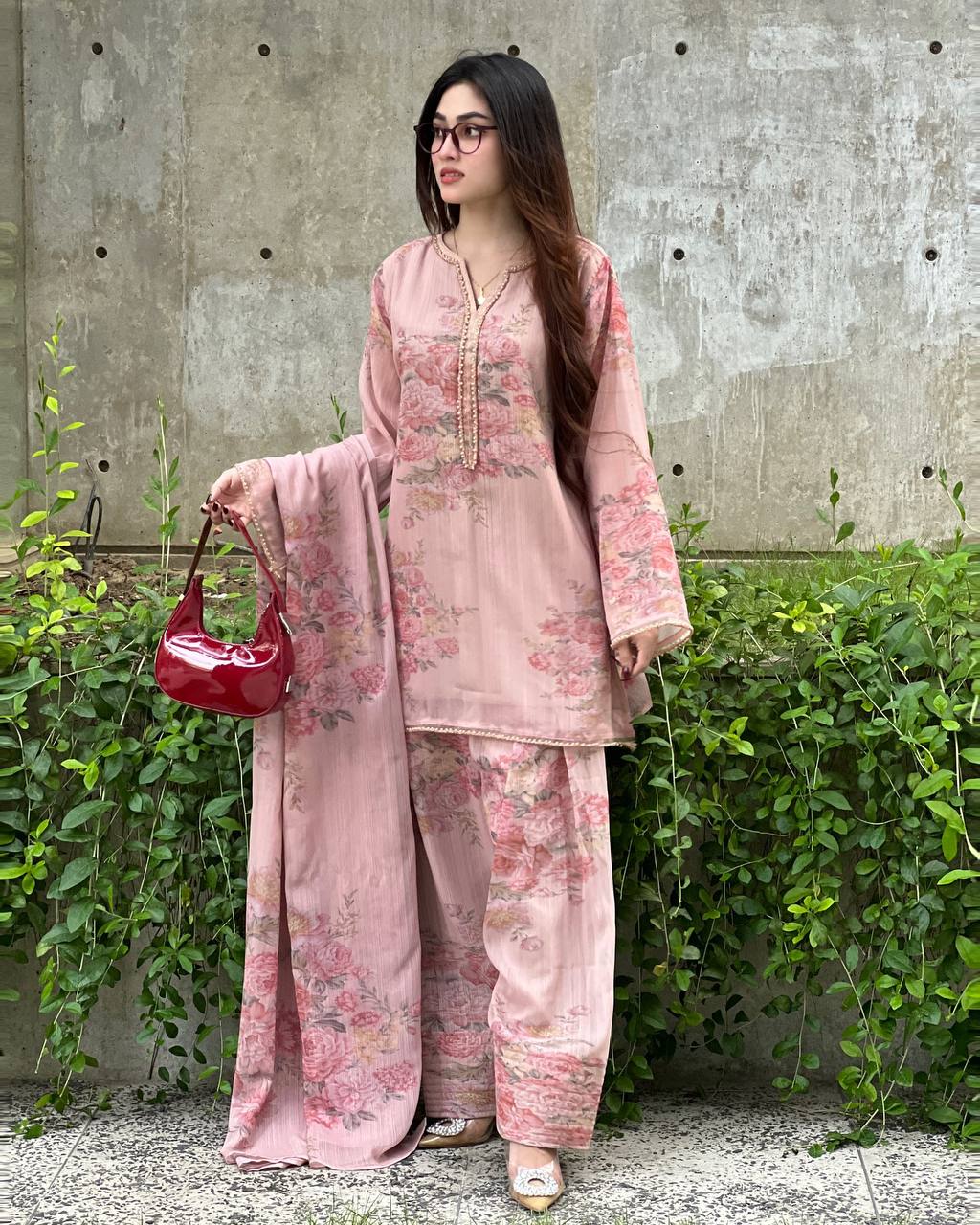Zaisha Blush Bloom Charm Pastel Pink Floral Elegance Suit Set