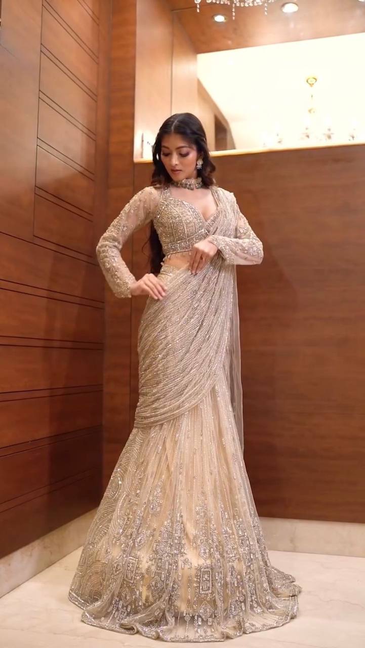 Zarina Luxe Muse Designer Ready To Wear Lahenga Saree
