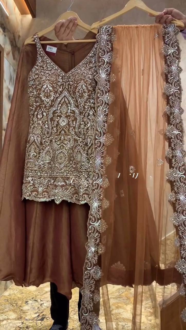 Gulrangi Grace Zari Antique Embroidery & Modern Sharara Suit