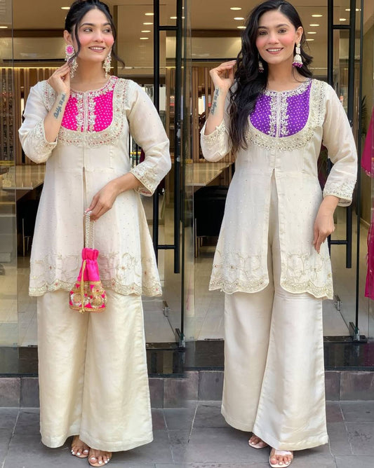 Libaas Luxe Yoke Embroidered Palazzo Style Co-ord Set