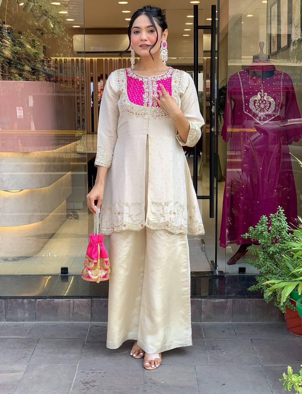 Libaas Luxe Yoke Embroidered Palazzo Style Co-ord Set