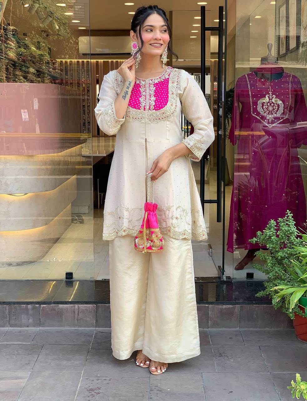 Libaas Luxe Yoke Embroidered Palazzo Style Co-ord Set