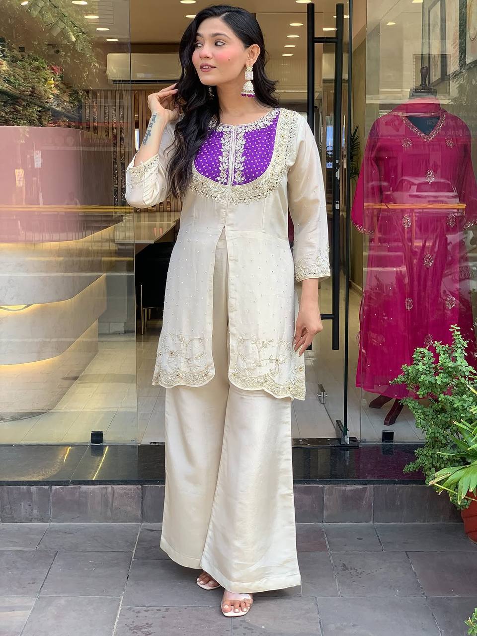 Libaas Luxe Yoke Embroidered Palazzo Style Co-ord Set