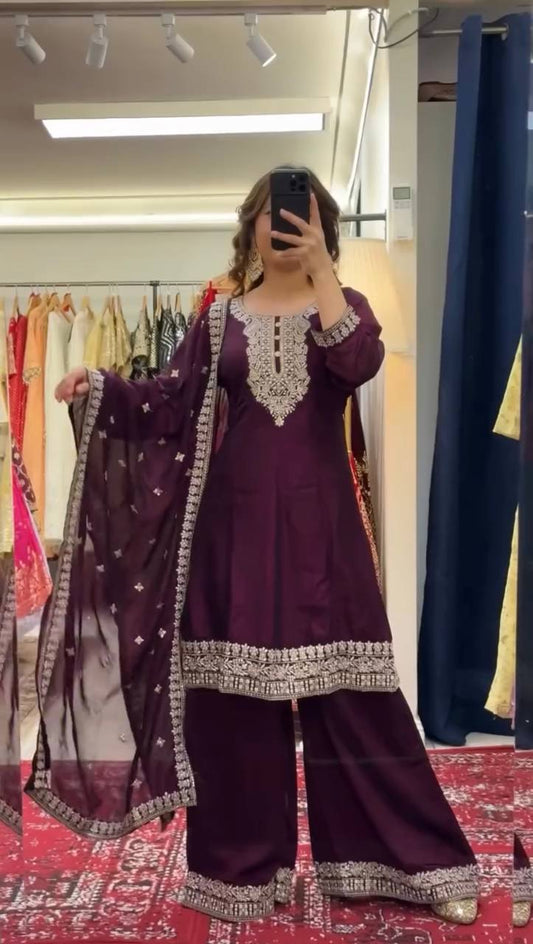 Phulkari Elegance Teal Green Embroidered Punjabi Suit Set