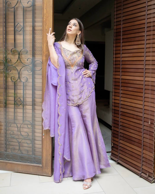Aayatโs Lavender Charm Pretty Look  Sharara Set