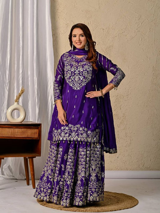 Noorvi Purple Royal Embroidered Anarkali Set
