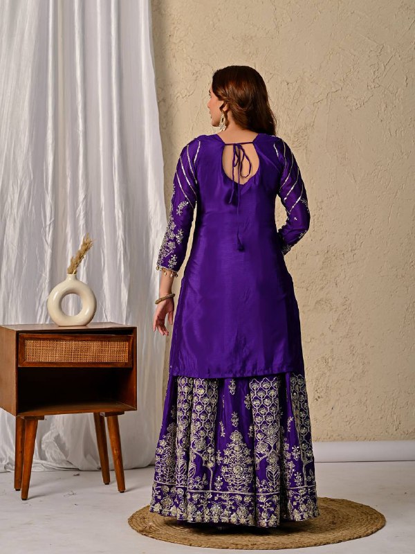 Noorvi Purple Royal Embroidered Anarkali Set
