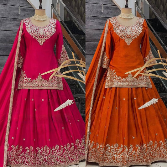 Saffron Royal Classic Short Kurti Lehenga Set
