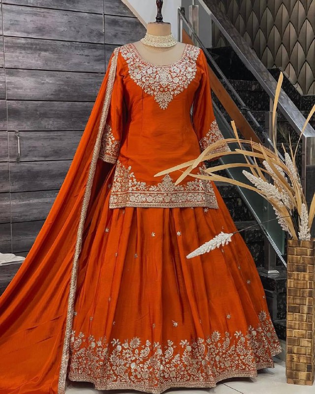 Saffron Royal Classic Short Kurti Lehenga Set