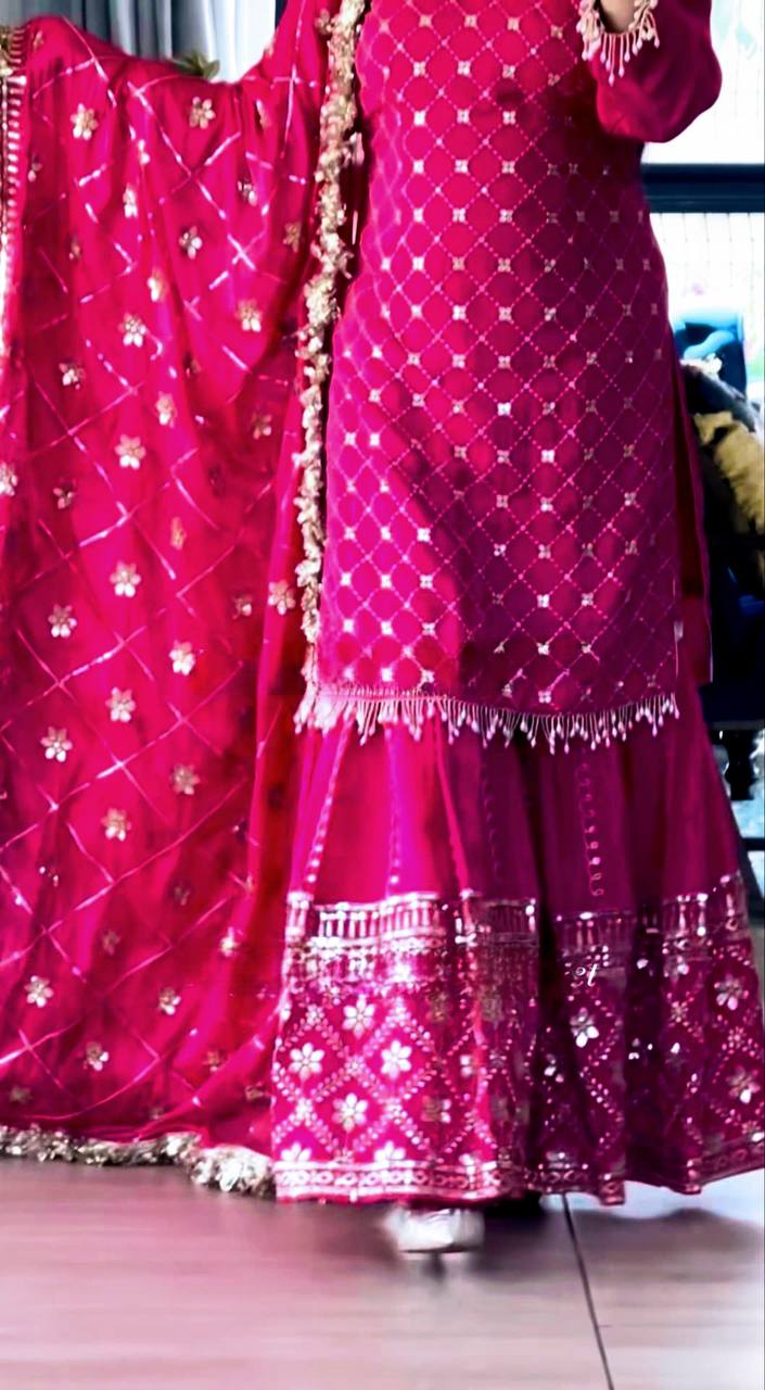 Tia Ocean Pink Sharara Set