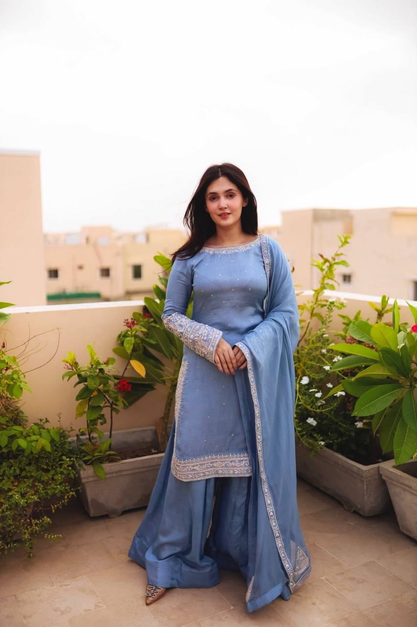 Amaira Bright Motif Embroidered Elegance Sharara Set