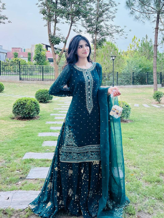 Tamanna Emerald Teal beautifully Georgette Suit