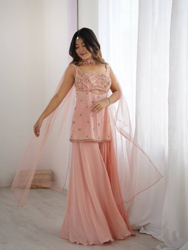 Kiyani Organza Pink Plazzo Suit Set