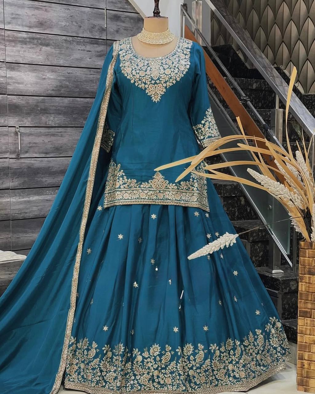 Saffron Royal Classic Short Kurti Lehenga Set
