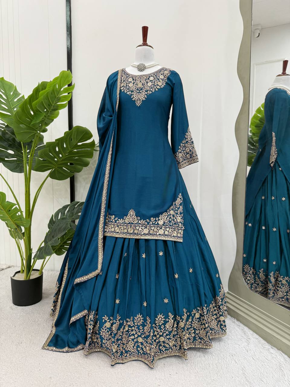Saffron Royal Classic Short Kurti Lehenga Set