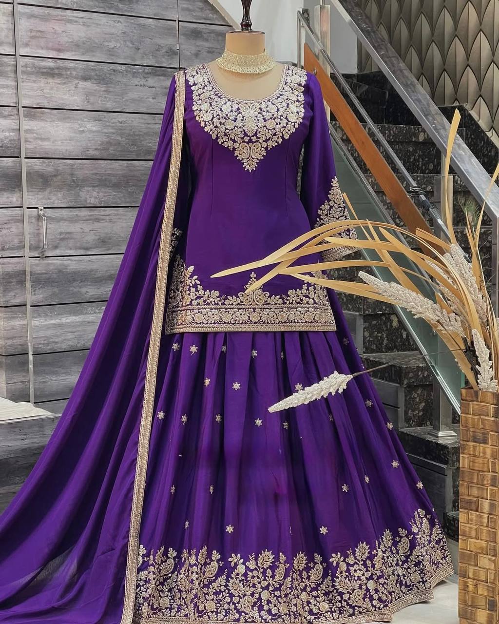 Saffron Royal Classic Short Kurti Lehenga Set