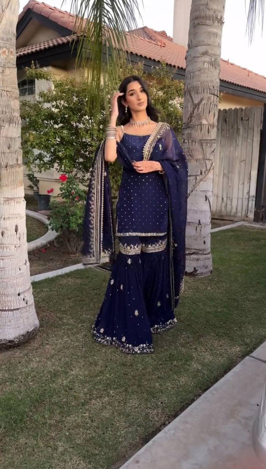 Vanya Grace  Blue Beautiful Sharara Set